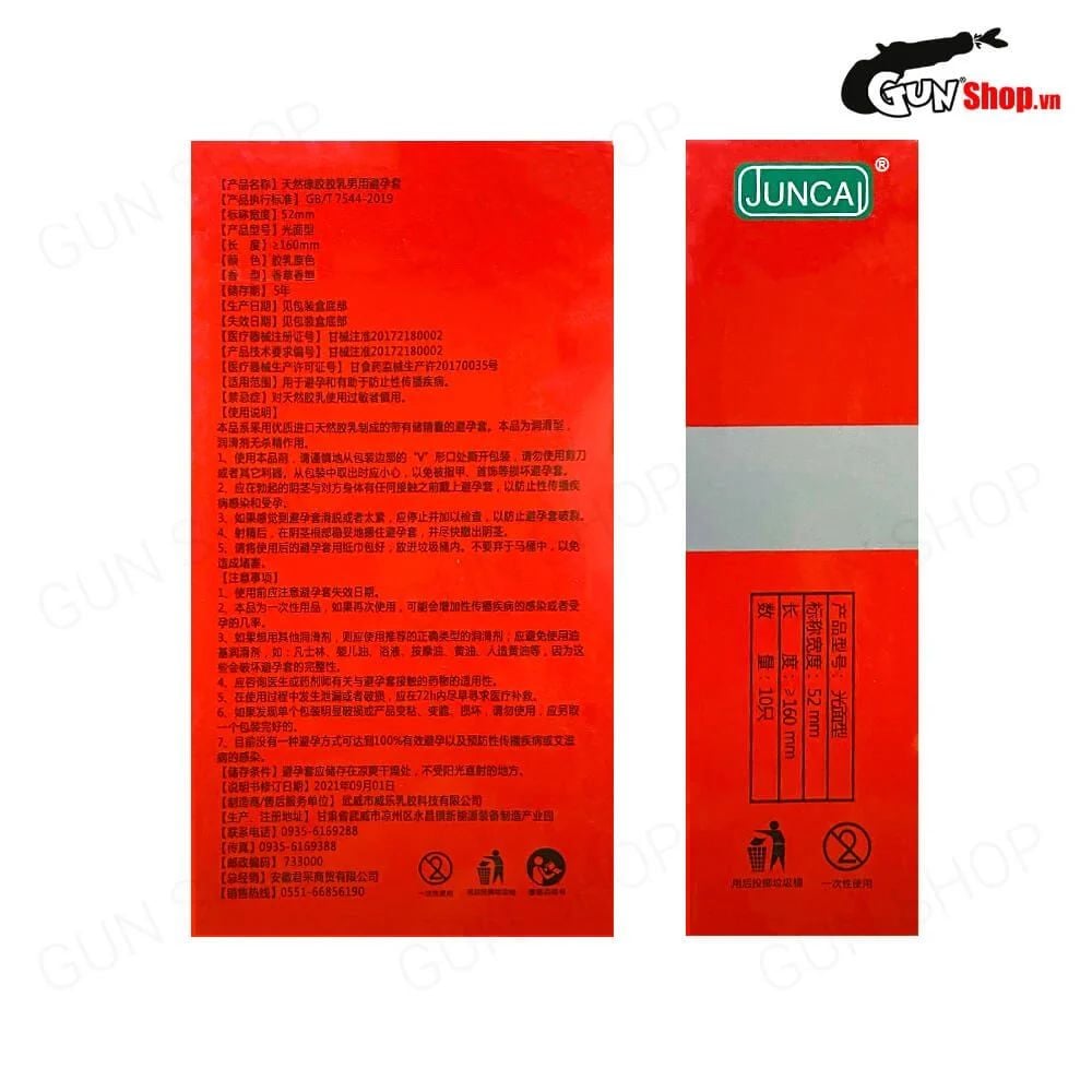 Bao cao su Juncai Red - Siêu mỏng, nhiều gel bôi trơn - Hộp 10 cái