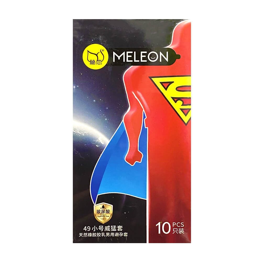 Bao cao su Meleon Supermen - 49mm, nhiều gel bôi trơn HA - Hộp 10 cái