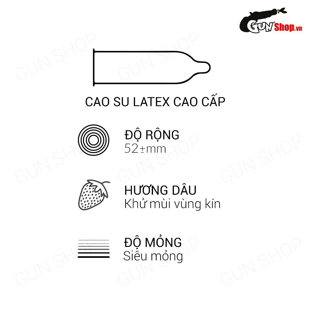 Bao cao su Muaisi Cam - Siêu mỏng, hương dâu - Hộp 10 cái