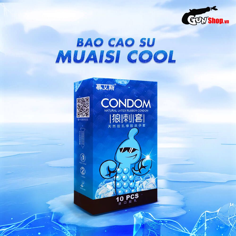 Bao cao su Muaisi Cool - Siêu điểm nổi, mát lạnh - Hộp 10 cái