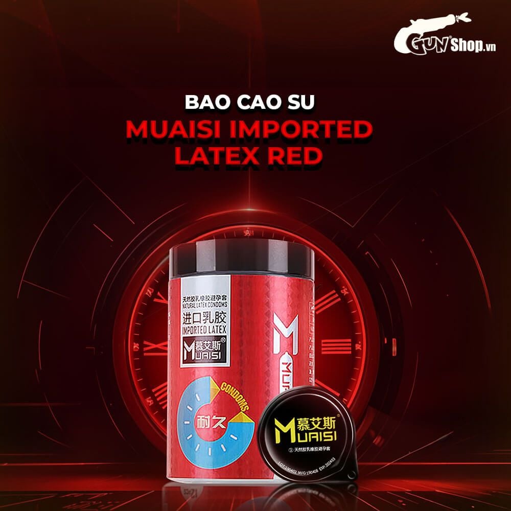 Bao cao su Muaisi Imported Latex Red - Kéo dài thời gian - Hộp 12 cái