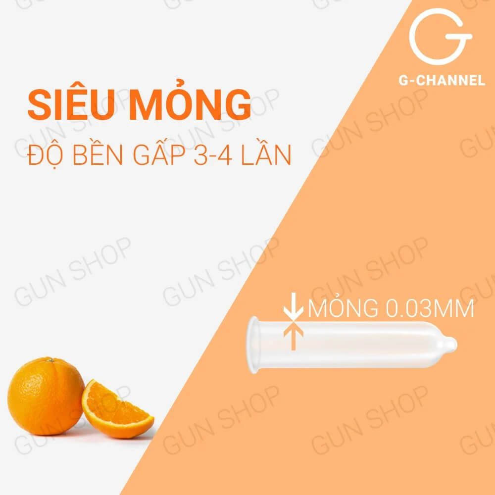 Bao cao su Nakanishi - Siêu mỏng 0.03mm - Hương cam - Hộp 4 cái