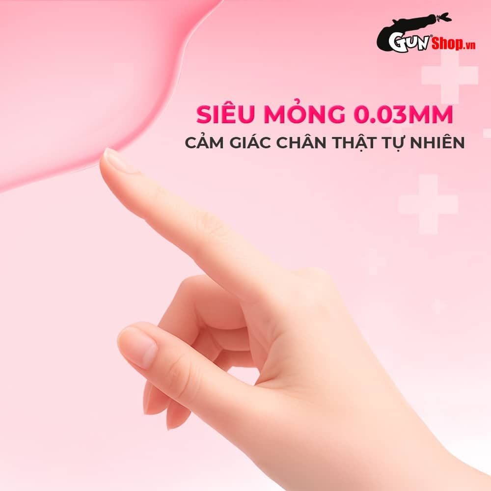Bao cao su Okamoto 0.03 Hyaluronic Acid - Siêu mỏng, bôi trơn dưỡng ẩm - Hộp 3 cái