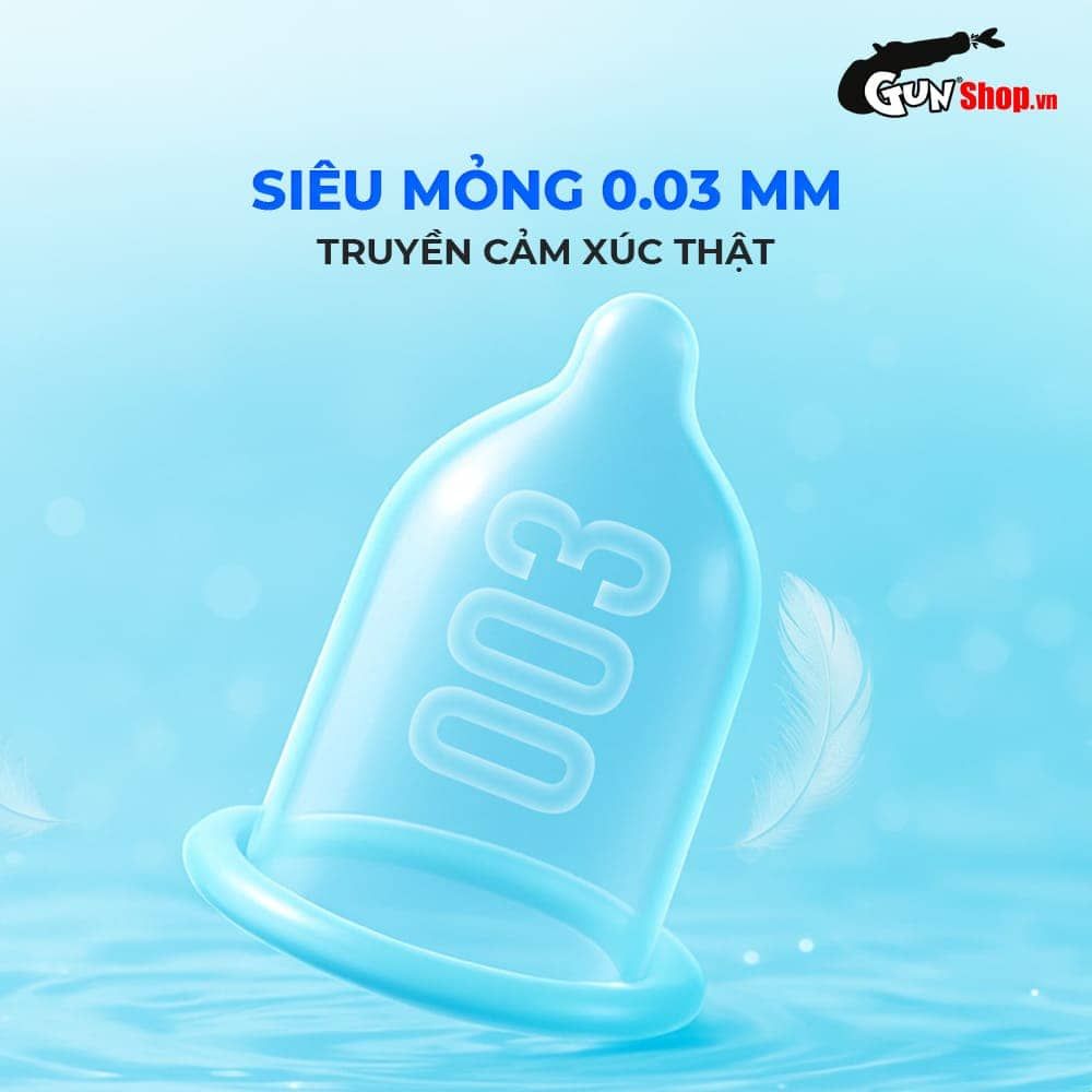 Bao cao su Okamoto 0.03 Platinum - Siêu mỏng, không mùi - Hộp 3 cái