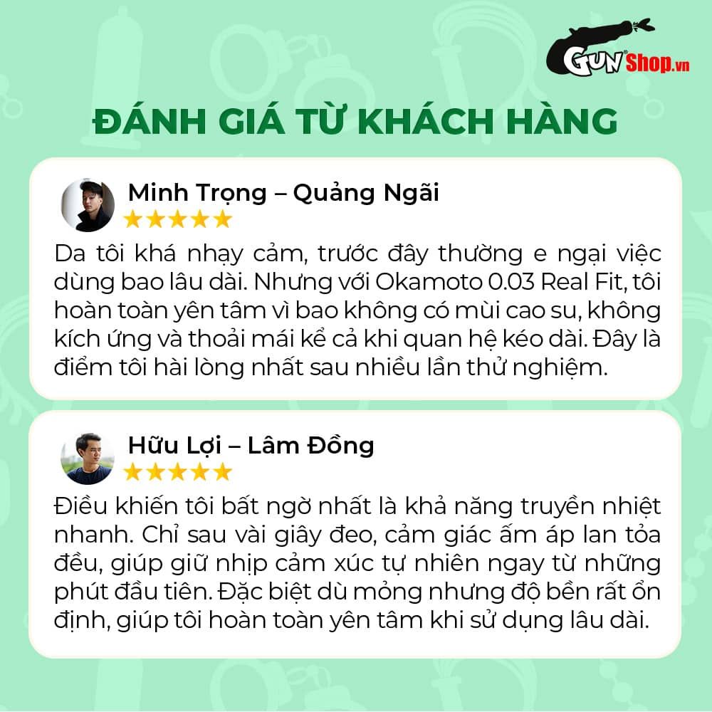 Bao cao su Okamoto 0.03 Real Fit - Siêu mỏng, co rút ôm sát - Hộp 3 cái