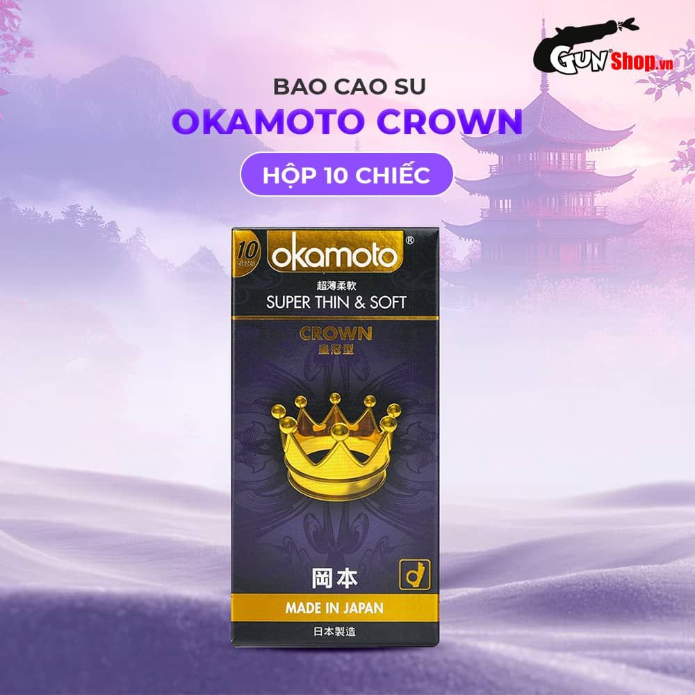 Bao cao su Okamoto Crown - Siêu mỏng nhẹ và mềm mại - Hộp 10 cái
