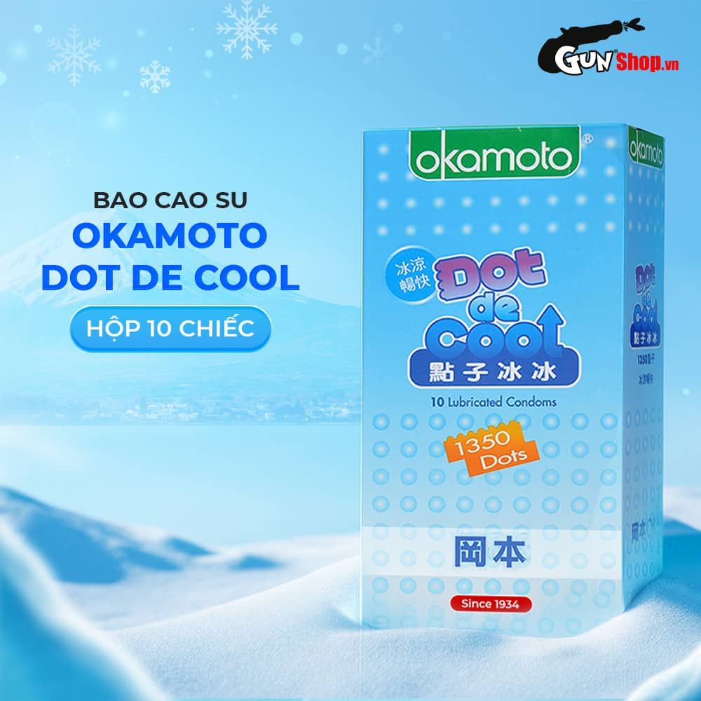 Bao cao su Okamoto Dot De Cool - Gai lạnh, kéo dài thời gian - Hộp 10 cái