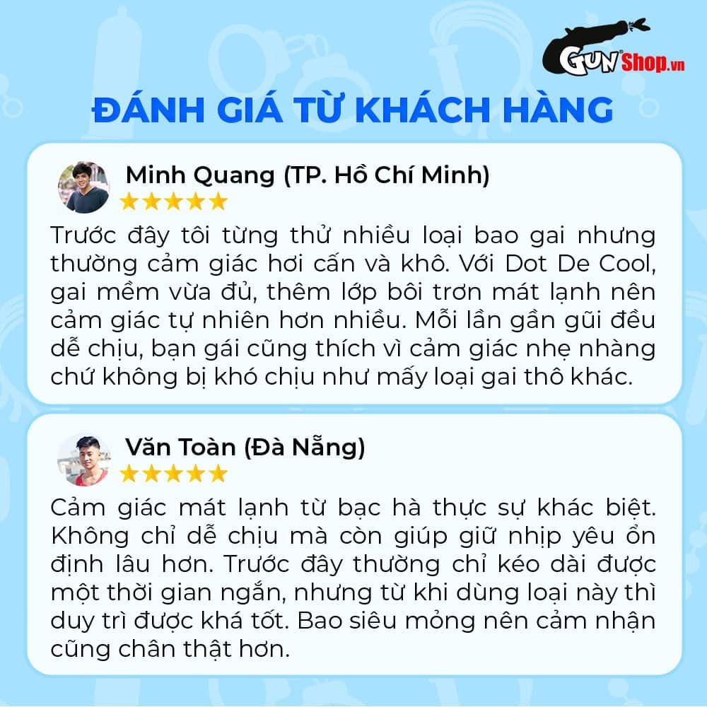 Bao cao su Okamoto Dot De Cool - Gai lạnh, kéo dài thời gian - Hộp 10 cái