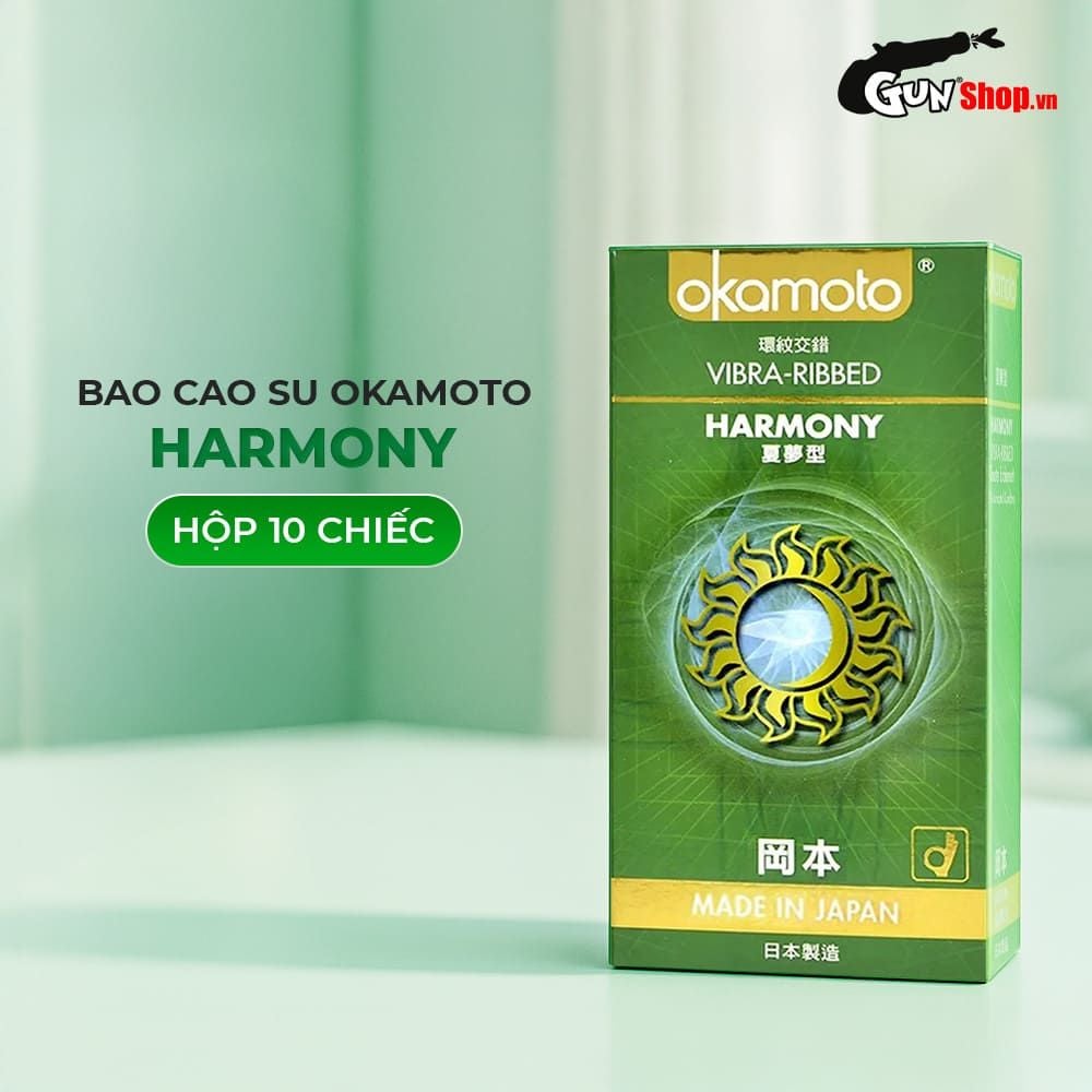 Bao cao su Okamoto Harmony - Gân sọc, siêu mỏng - Hộp 10 cái