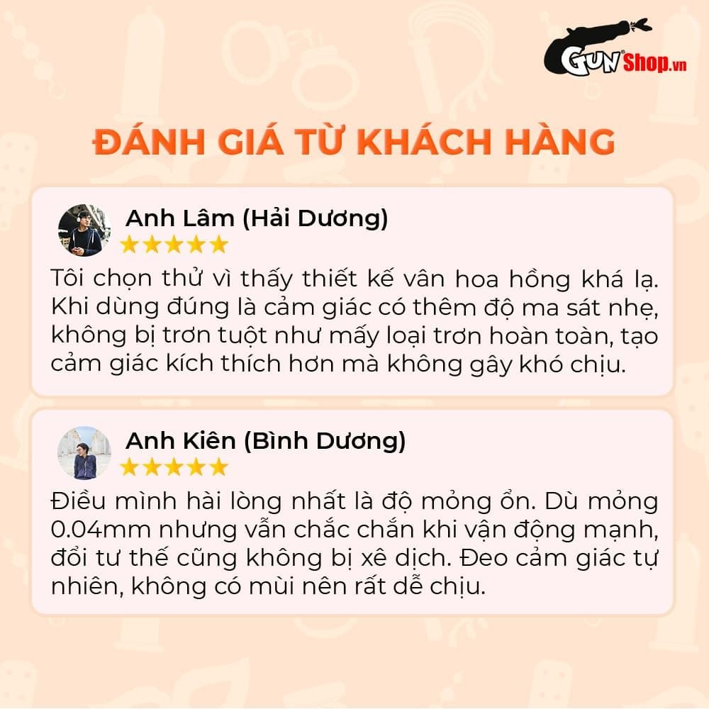 Bao cao su Okamoto Roman - Vân hoa hồng, ôm khít - Hộp 10 cái