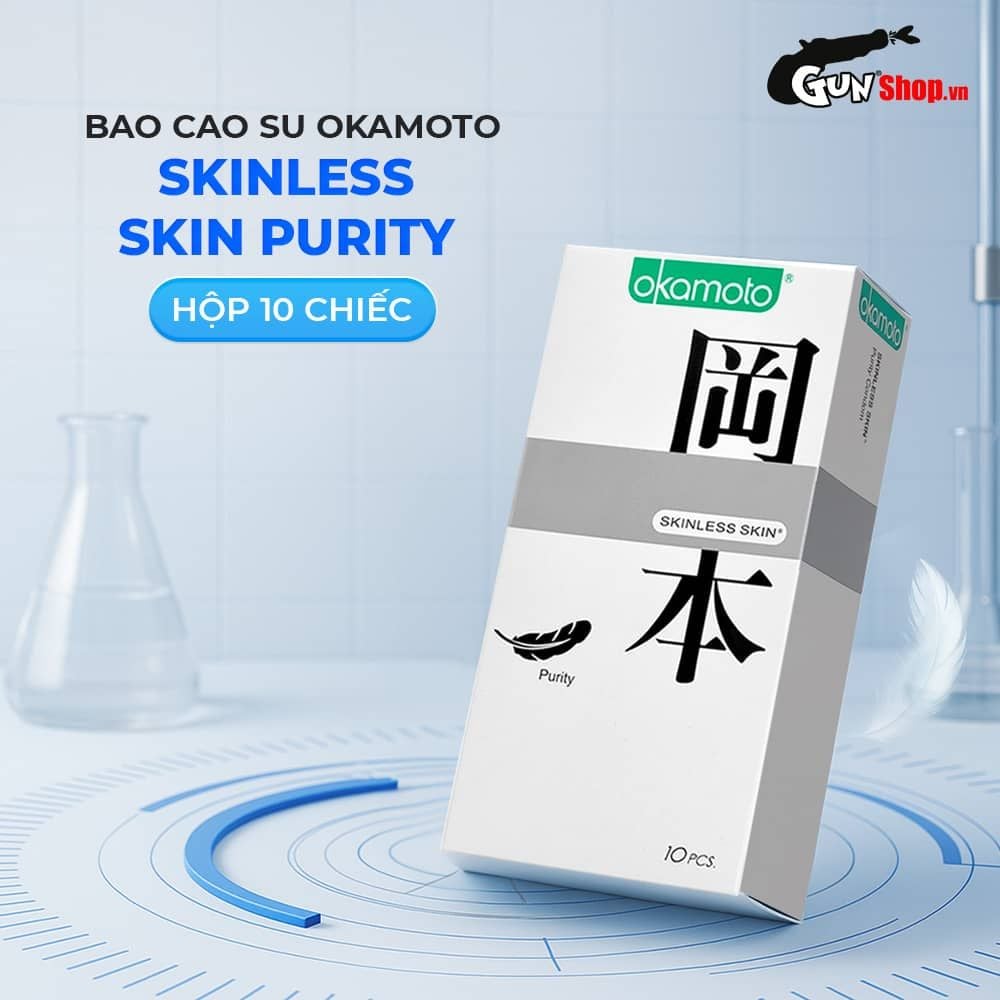 Bao cao su Okamoto Skinless Skin Purity - Không mùi, tinh khiết, mềm mại - Hộp 10 cái