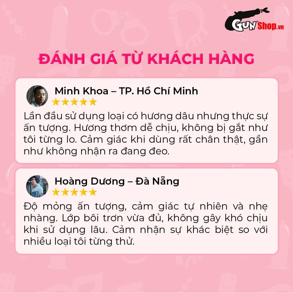 Bao cao su Okamoto Skinless Skin Strawberry - Hương dâu, mềm mại - Hộp 10 cái