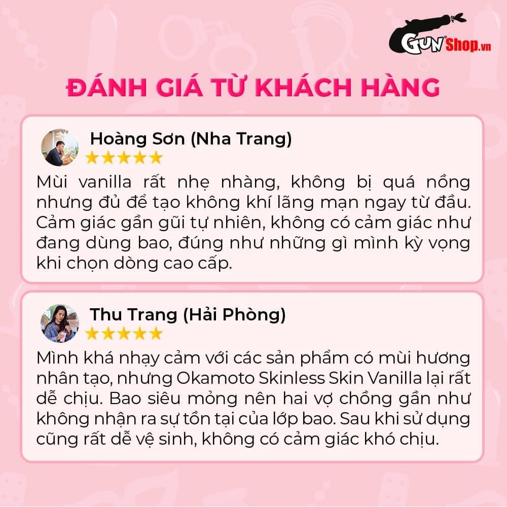 Bao cao su Okamoto Skinless Skin Vanilla - Hương vani, mềm mại - Hộp 10 cái
