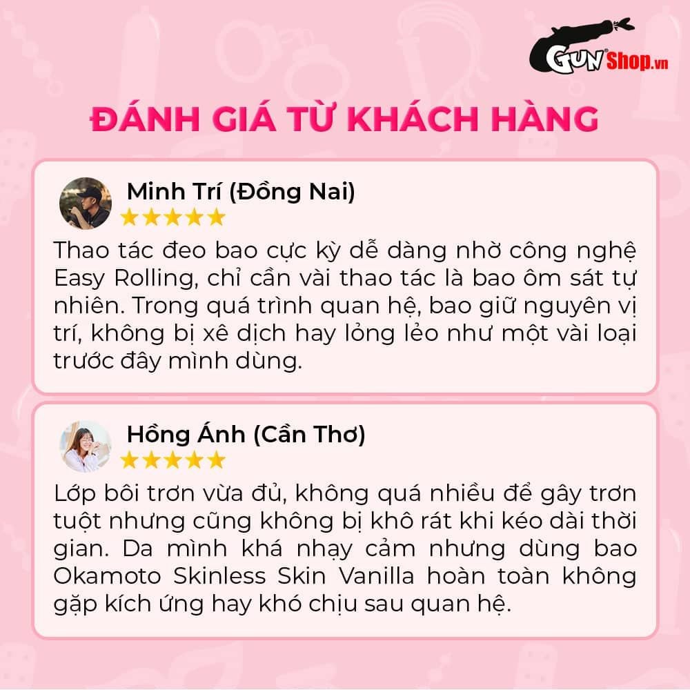 Bao cao su Okamoto Skinless Skin Vanilla - Hương vani, mềm mại - Hộp 10 cái