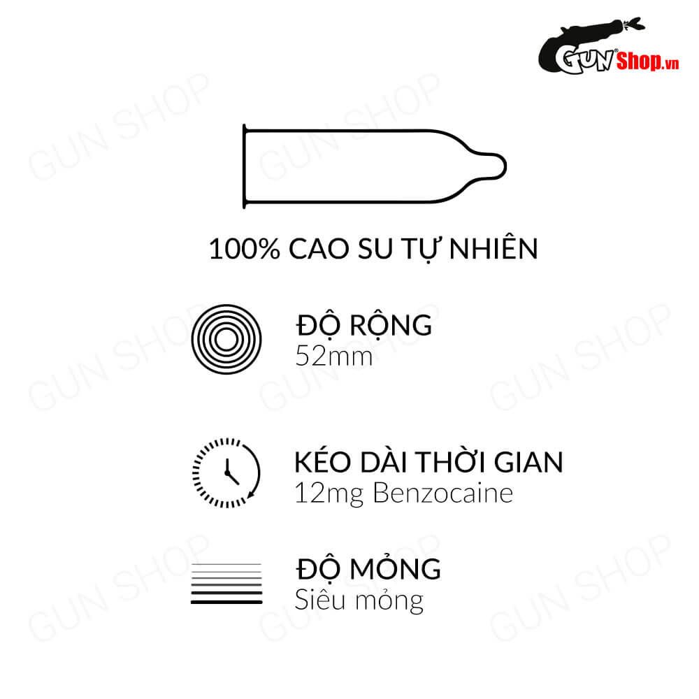 Bao cao su OLO 0.01 Black - Siêu mỏng, kéo dài thời gian - Hộp 10 cái