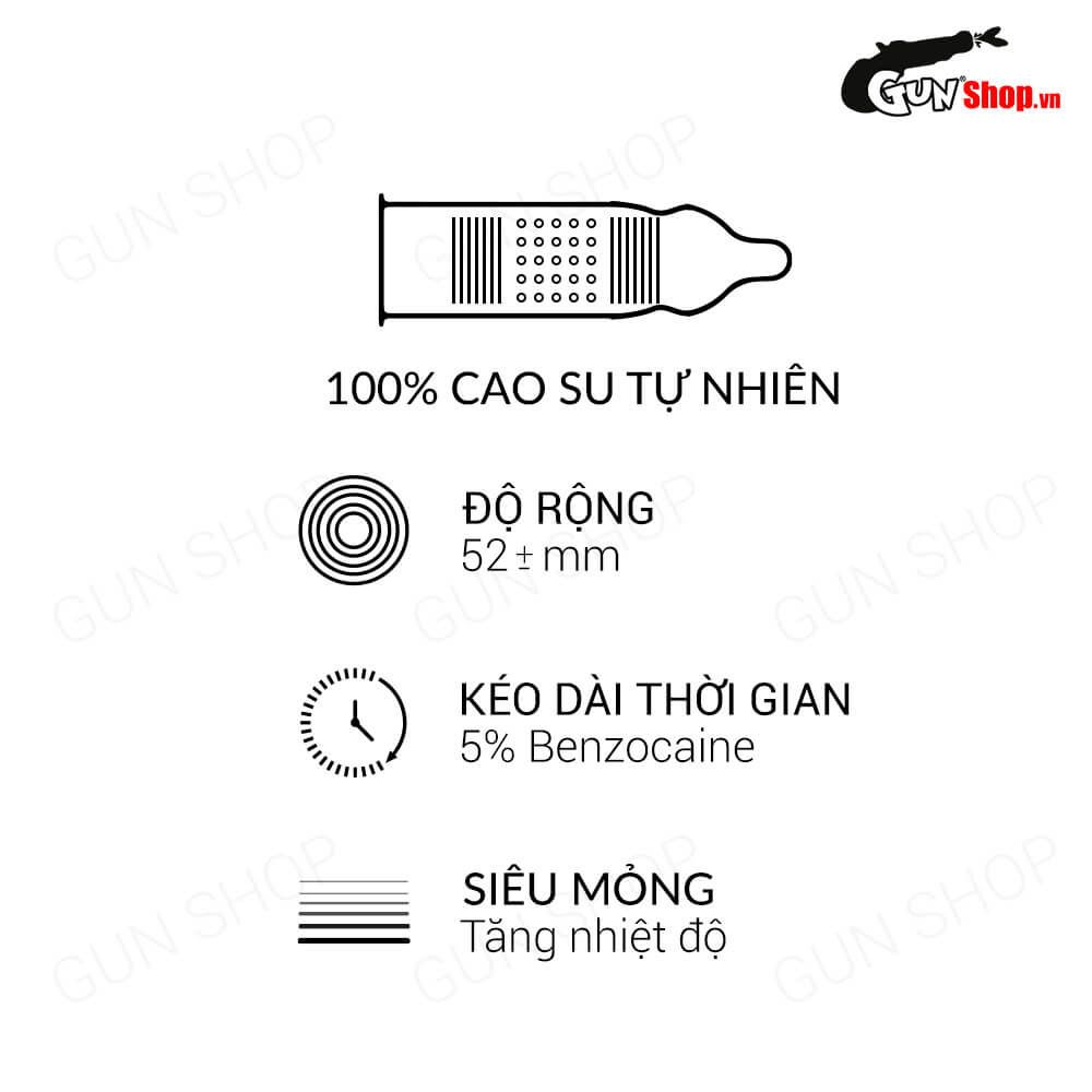 Bao cao su OLO 0.01 gân gai - Siêu mỏng, kéo dài thời gian - Hộp 10 cái