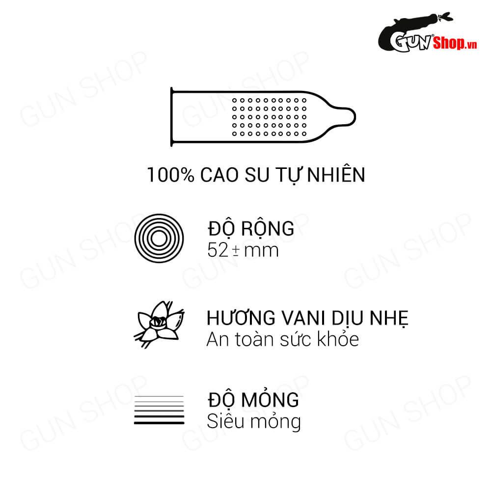 Bao cao su OLO 0.01 Ultrathin Zero Feeling - Siêu mỏng, gai, hương vani - Hộp 10 cái