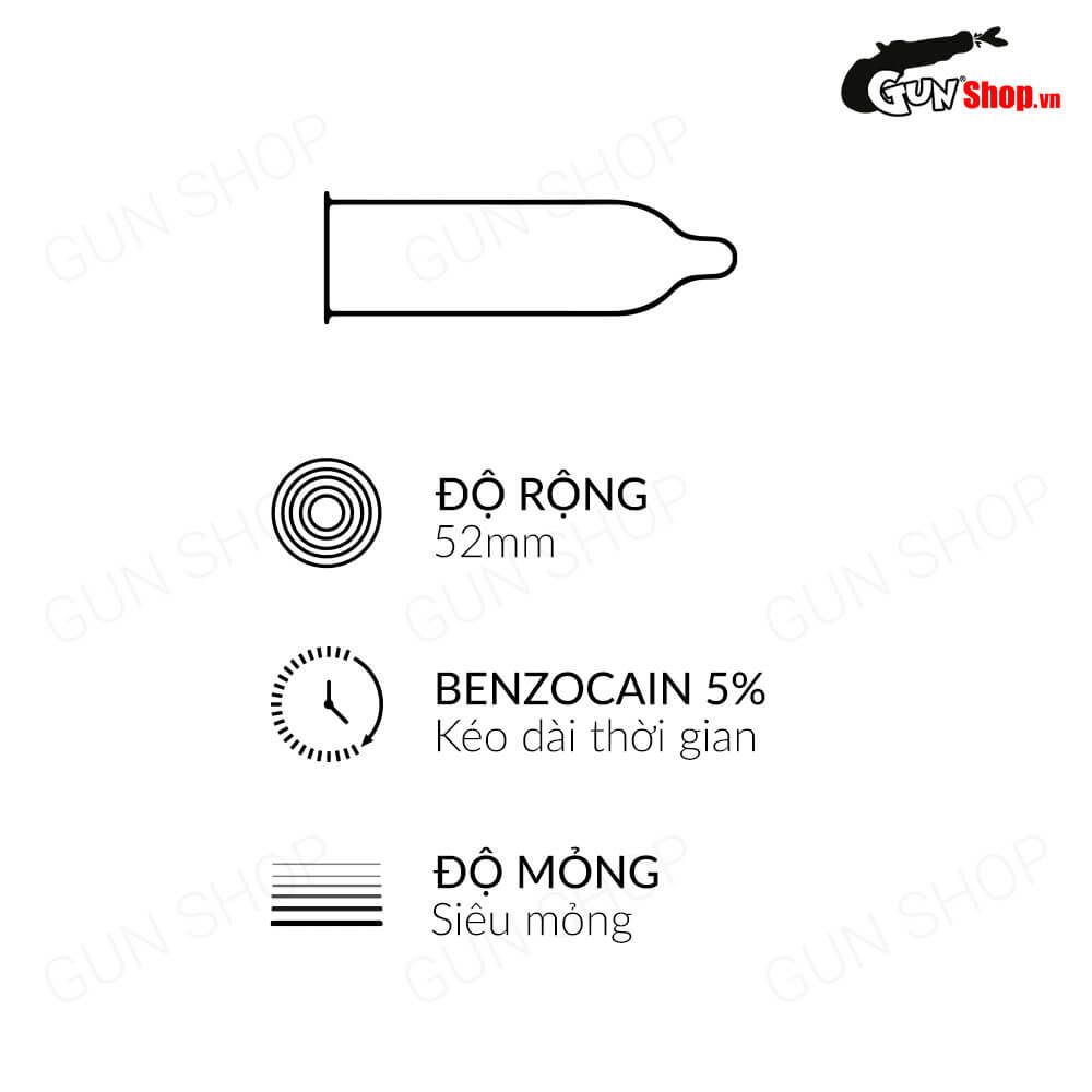 Bao cao su OLO 0.01 Zero Vàng - Siêu mỏng, gân và hạt - Hộp 10 cái