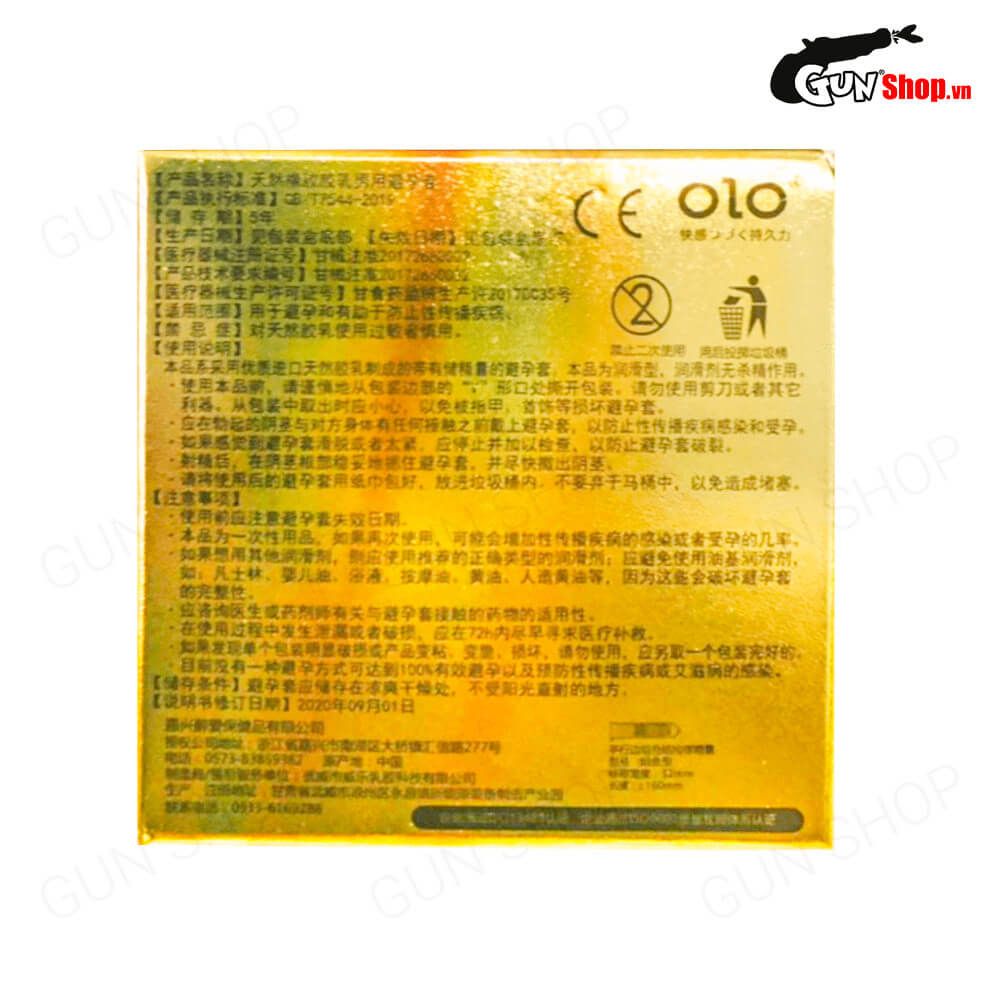 Bao cao su OLO 0.01 Zero Vàng - Siêu mỏng, gân và hạt - Hộp 10 cái