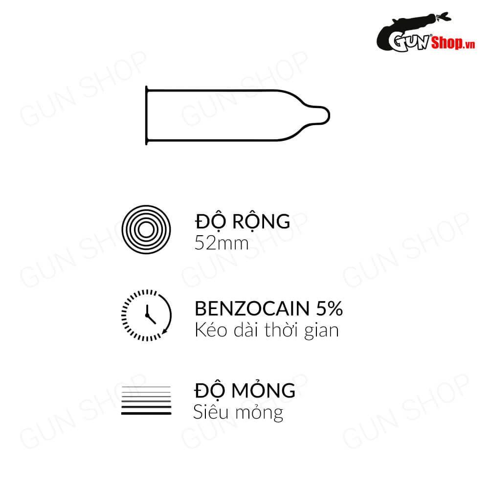 Bao cao su OLO 0.01 Zero Vàng - Siêu mỏng, gân và hạt - Hộp 10 cái