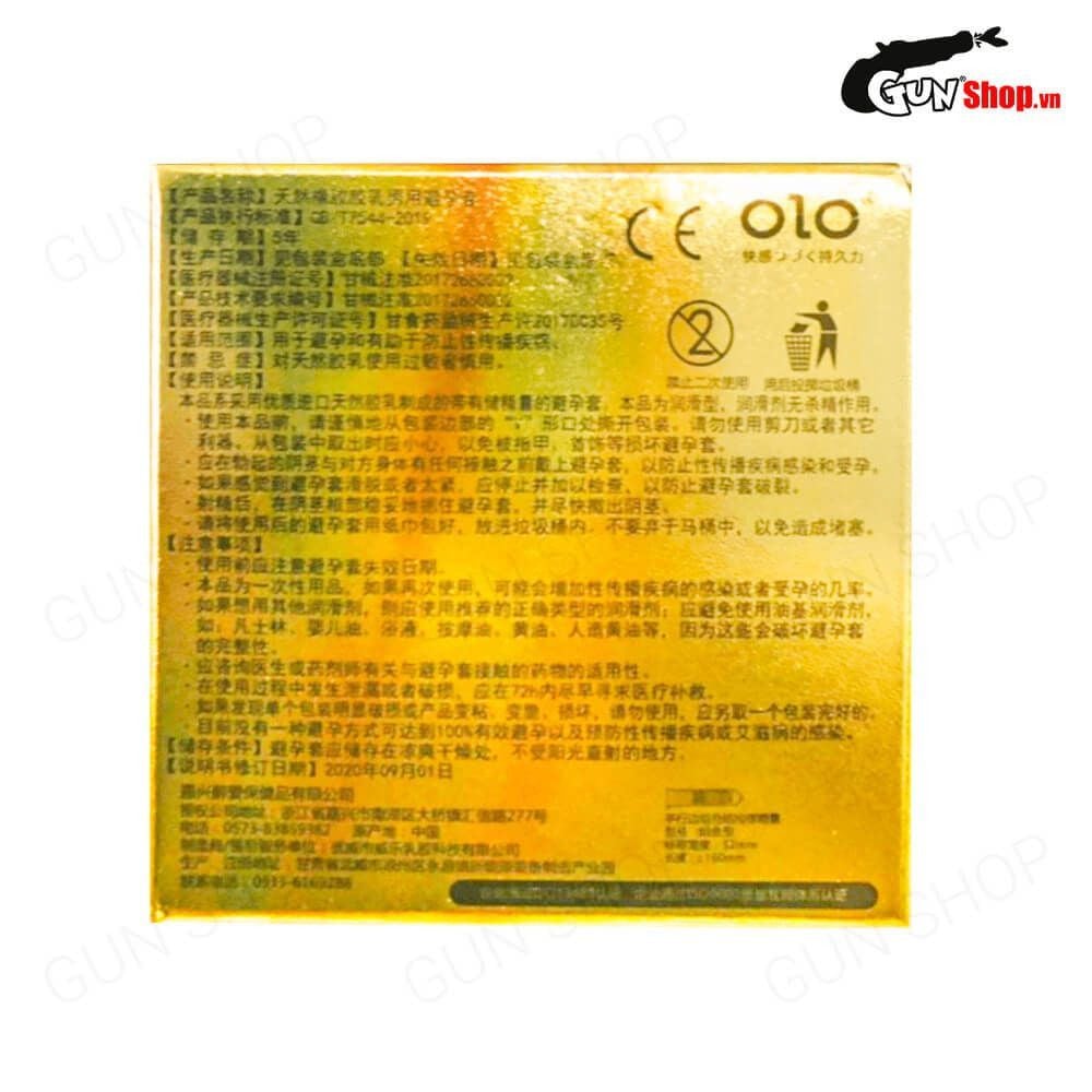 Bao cao su OLO 0.01 Zero Vàng - Siêu mỏng, gân và hạt - Hộp 10 cái