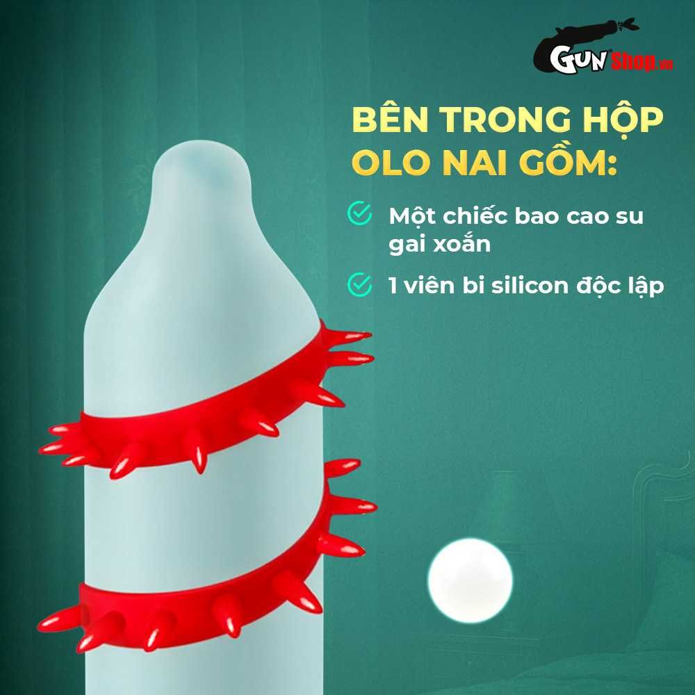 Bao cao su OLO Kỳ lân - Gai xoắn - Hộp 1 cái + 1 bi silicon