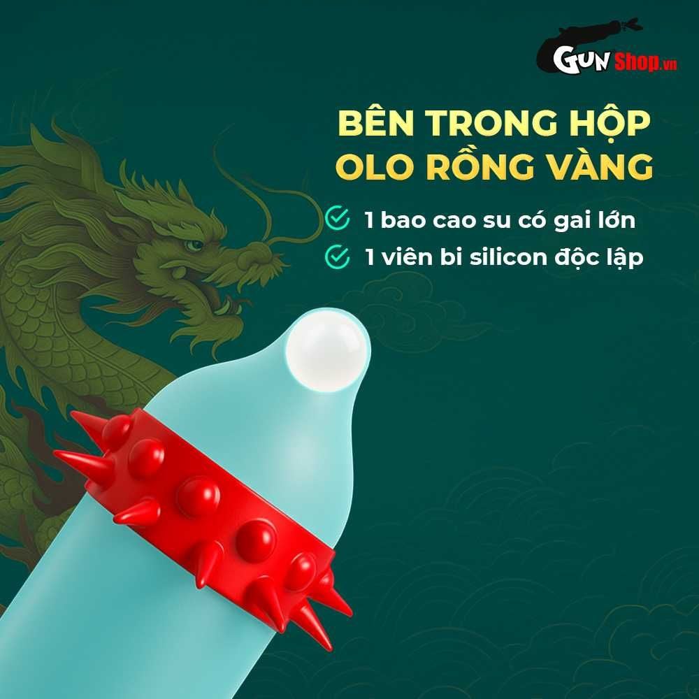 Bao cao su OLO Rồng vàng - Gai bi vòng - Hộp 1 cái + 1 bi silicon