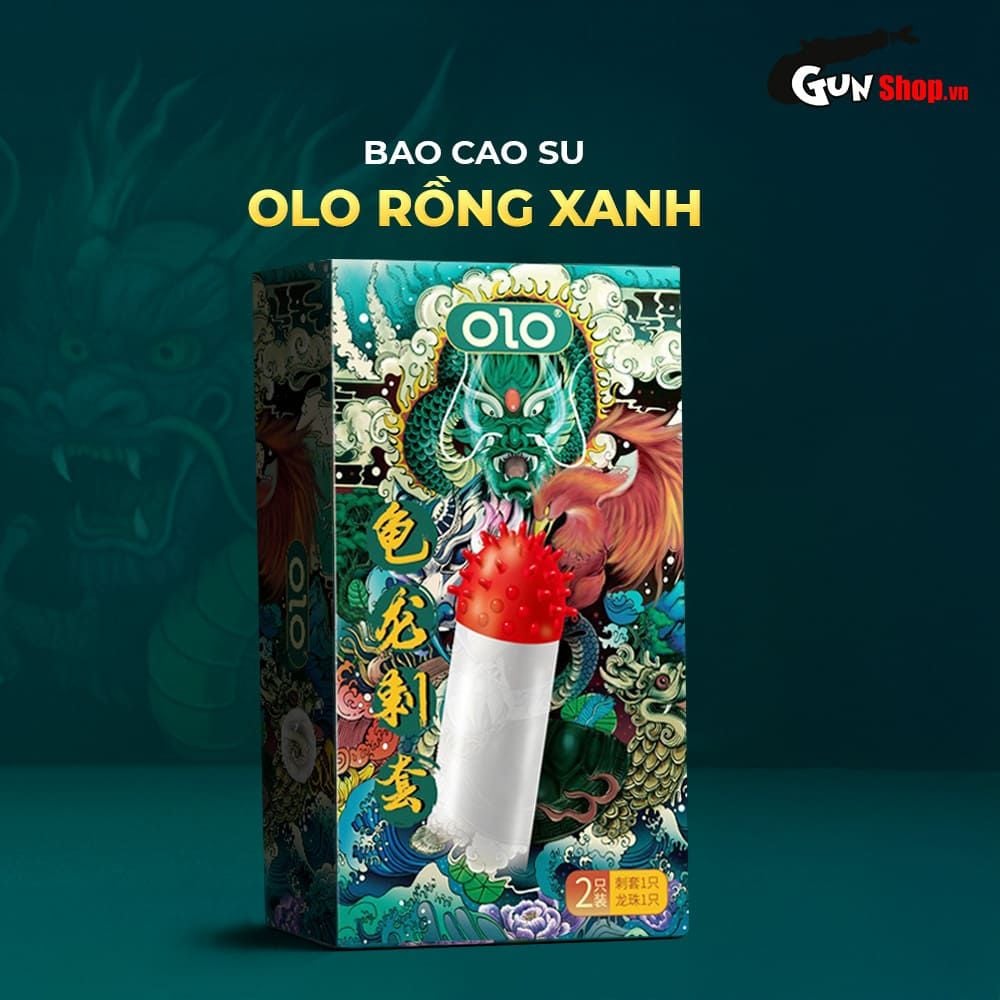 Bao cao su OLO Rồng xanh - Gai chùm đầu - Hộp 1 cái + 1 bi silicon