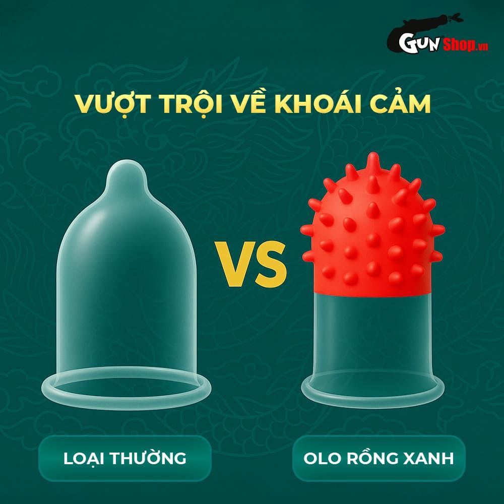 Bao cao su OLO Rồng xanh - Gai chùm đầu - Hộp 1 cái + 1 bi silicon