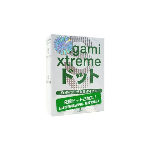 Bao cao su Sagami Xtreme Xanh - Siêu mỏng, gai - Hộp 3 cái