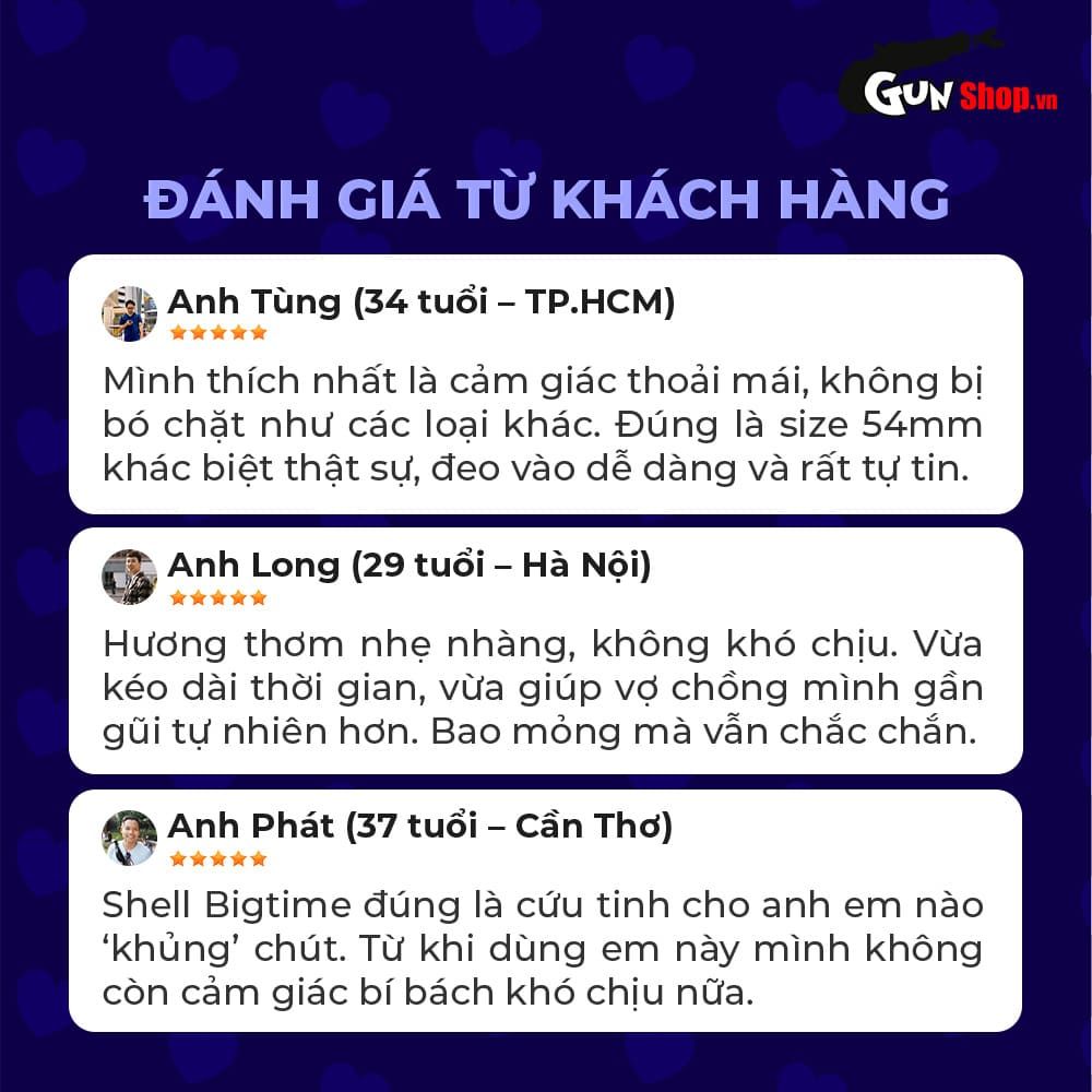 Bao cao su Shell Bigtime - Size 54mm, siêu mỏng, chống tuột, kéo dài thời gian - Hộp 10 cái