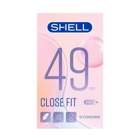 Bao cao su Shell Close Fit - Size 49mm, siêu mỏng, chống tuột, kéo dài thời gian - Hộp 10 cái