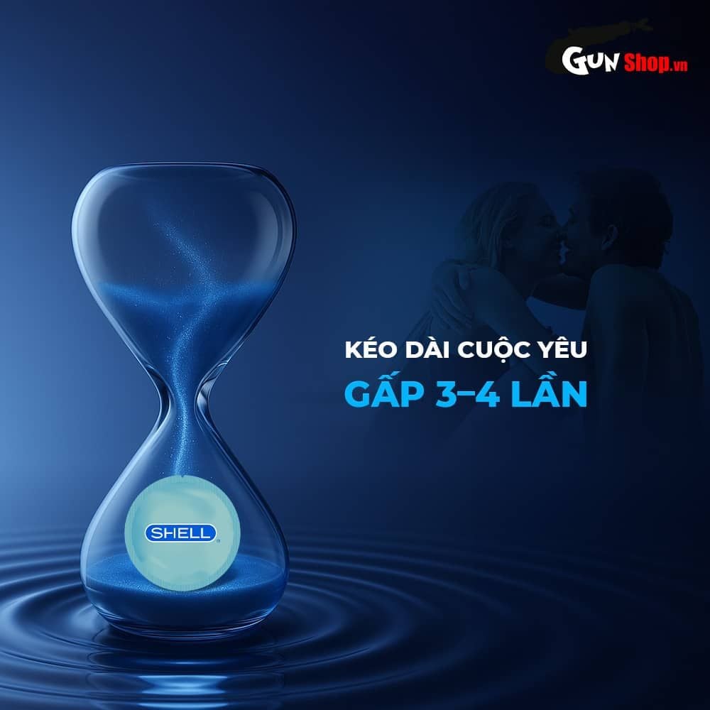 Bao cao su Shell Cool Prolong - Siêu mỏng, kéo dài thời gian, bạc hà mát lạnh - Hộp 10 cái
