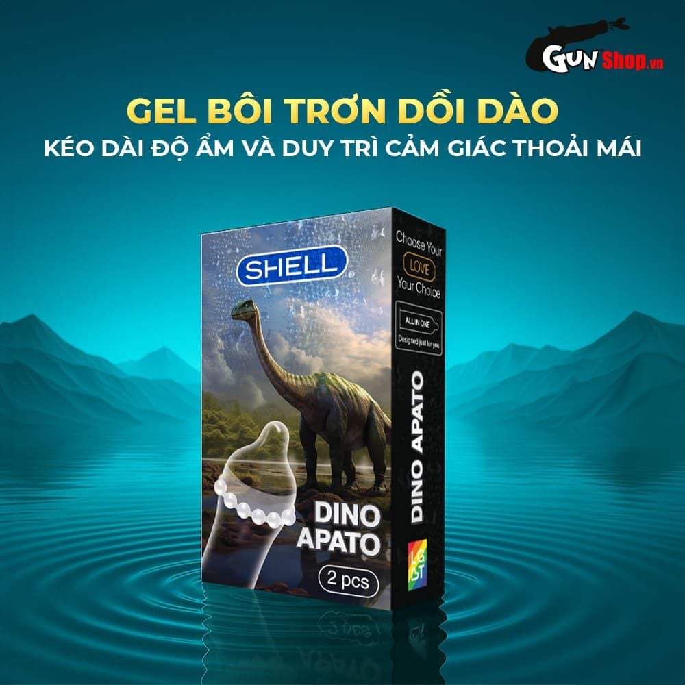 Bao cao su Shell Dino Apato - Hộp 1 vòng 12 bi lớn + 1 bao Shell Performax (Hộp 2 cái)