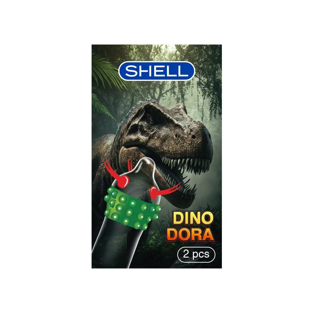 Bao cao su Shell Dino Dora - Hộp 1 bao gai, 3 vòng bi + 1 bao Shell Performax (Hộp 2 cái)