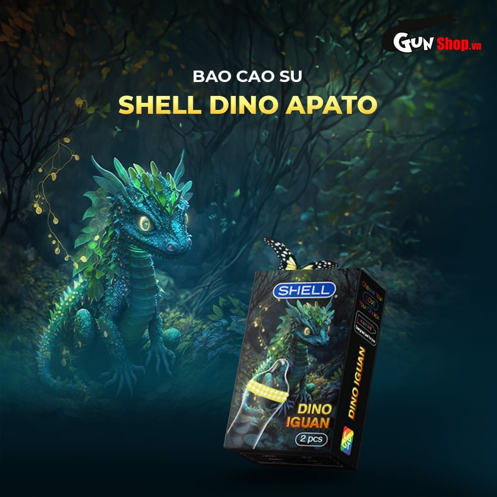 Bao cao su Shell Dino Iguan - Hộp 1 bao 2 vòng bi siêu lớn + 1 bao Shell Performax (Hộp 2 cái)