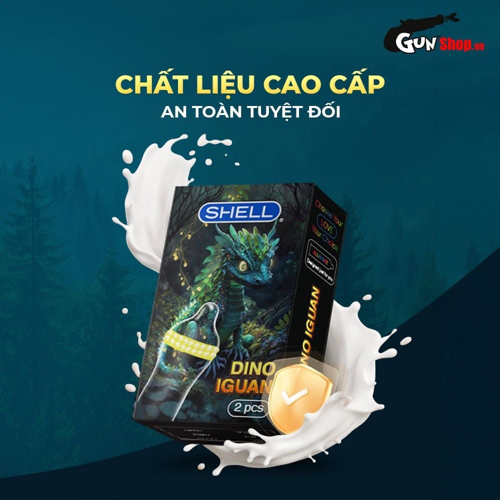 Bao cao su Shell Dino Iguan - Hộp 1 bao 2 vòng bi siêu lớn + 1 bao Shell Performax (Hộp 2 cái)