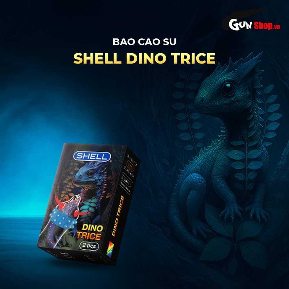 Bao cao su Shell Dino Trice - Hộp 1 bao gai, 2 vòng bi + 1 bao Shell Performax (Hộp 2 cái)