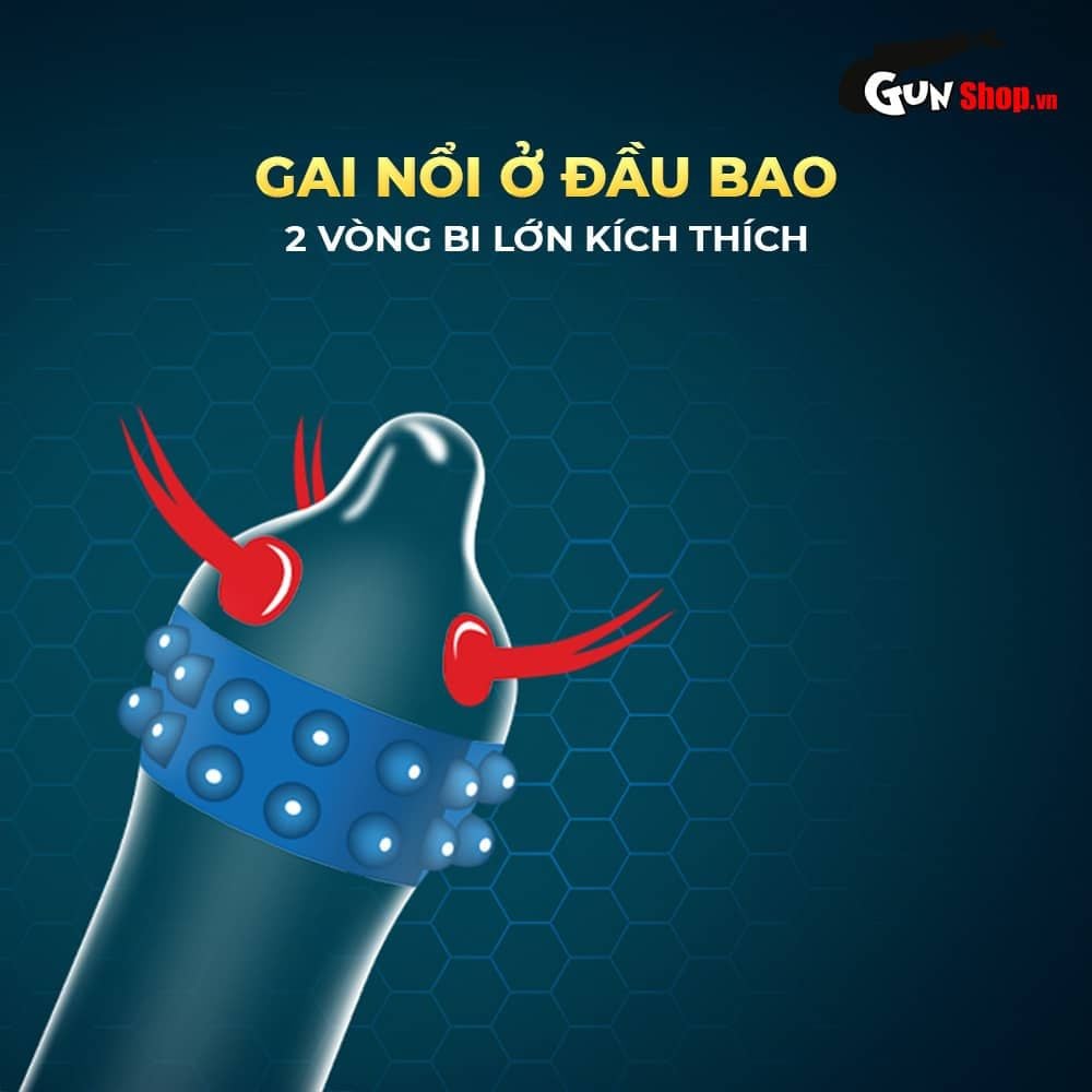 Bao cao su Shell Dino Trice - Hộp 1 bao gai, 2 vòng bi + 1 bao Shell Performax (Hộp 2 cái)