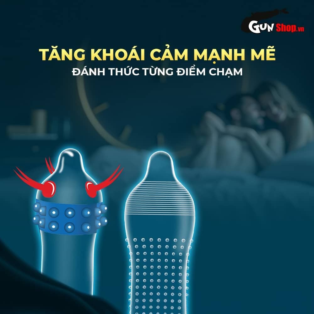 Bao cao su Shell Dino Trice - Hộp 1 bao gai, 2 vòng bi + 1 bao Shell Performax (Hộp 2 cái)