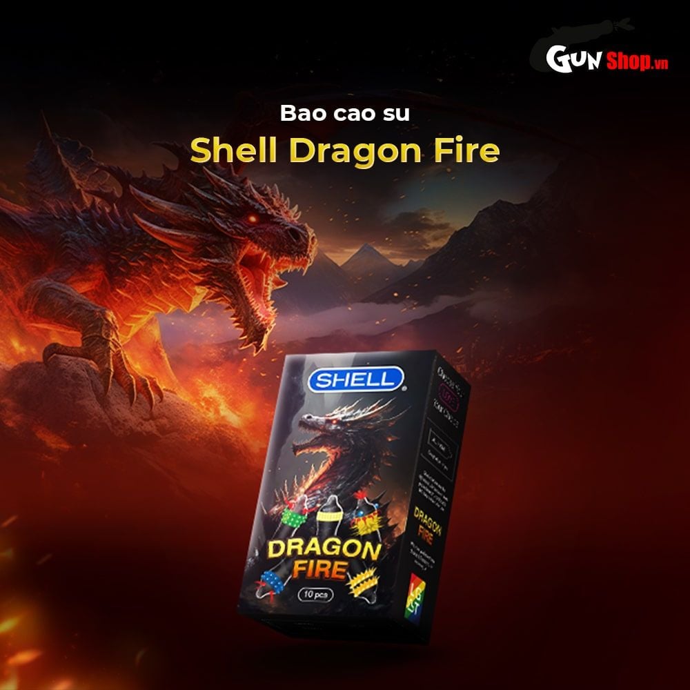 Bao cao su Shell Dragon Fire - Hộp 5 bao gai, bi nổi lớn + 5 bao Shell Performax (Hộp 10 cái)