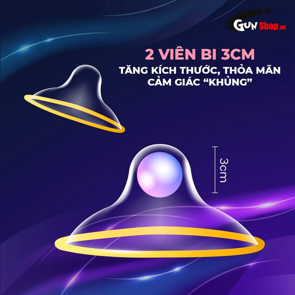 Bao cao su Shell Giant Entering - Gân nổi, bi tăng 3cm - Hộp 10 cái