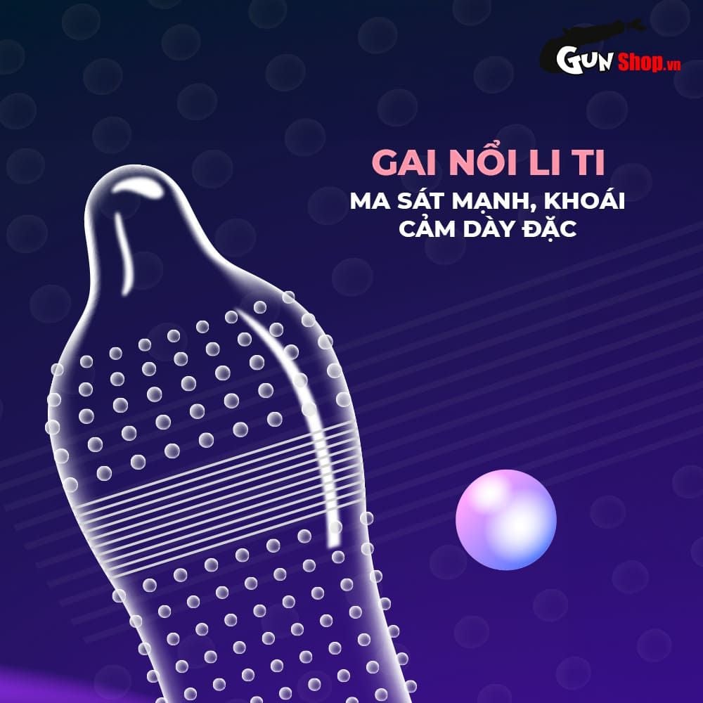 Bao cao su Shell Giant Entering - Gân nổi, bi tăng 3cm - Hộp 10 cái