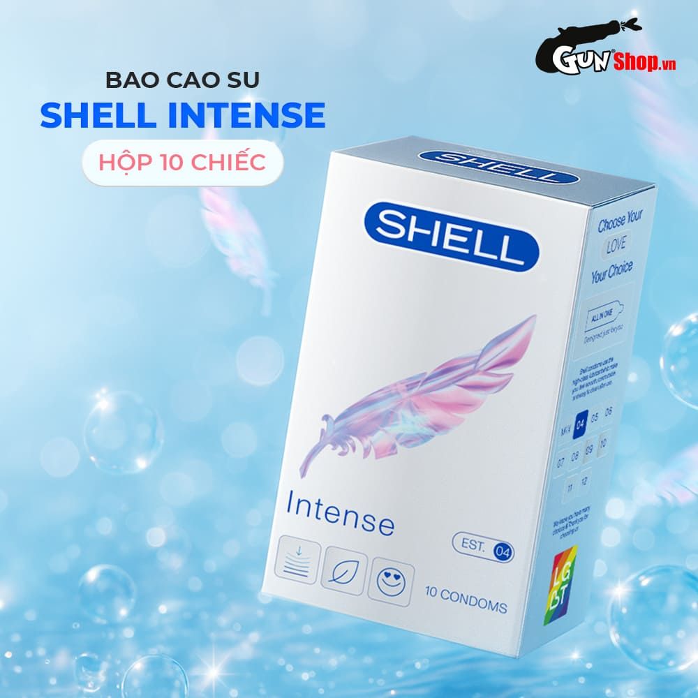 Bao cao su Shell Intense - Siêu mỏng 0.04mm - Hộp 10 cái