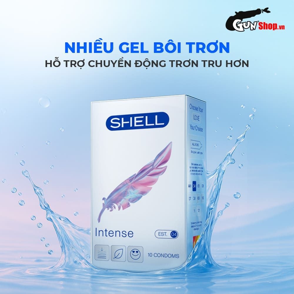 Bao cao su Shell Intense - Siêu mỏng 0.04mm - Hộp 10 cái