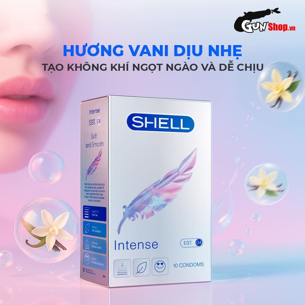 Bao cao su Shell Intense - Siêu mỏng 0.04mm - Hộp 10 cái