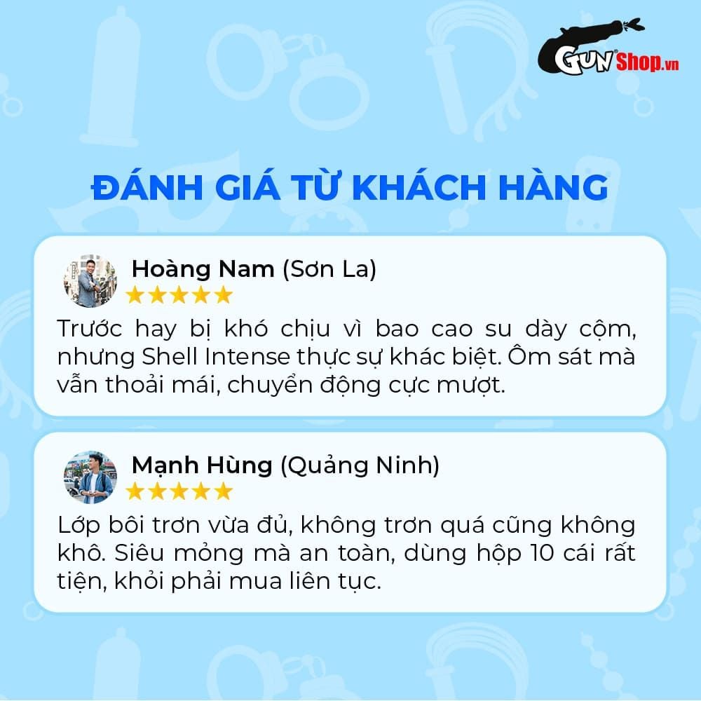 Bao cao su Shell Intense - Siêu mỏng 0.04mm - Hộp 10 cái