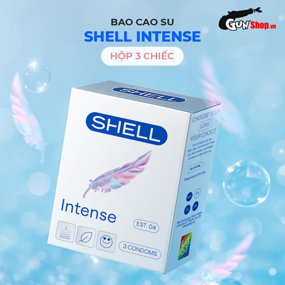 Bao cao su Shell Intense - Siêu mỏng 0.04mm - Hộp 3 cái