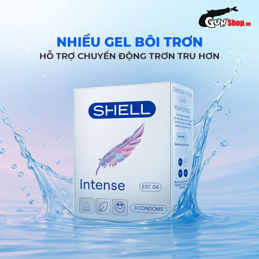 Bao cao su Shell Intense - Siêu mỏng 0.04mm - Hộp 3 cái