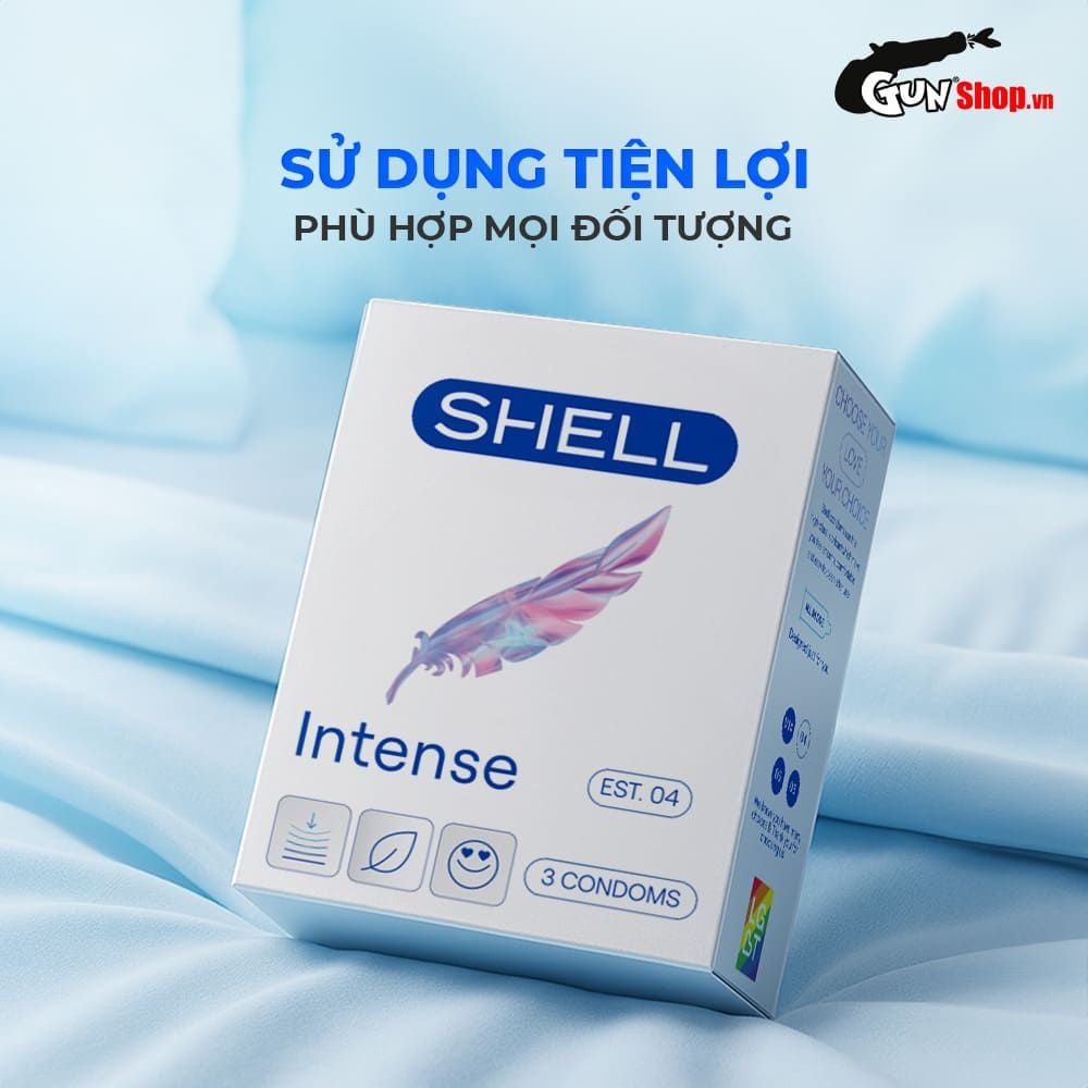 Bao cao su Shell Intense - Siêu mỏng 0.04mm - Hộp 3 cái